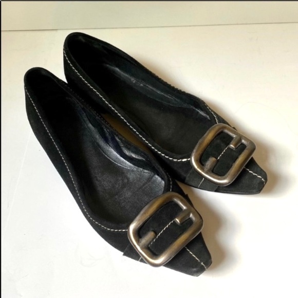 Fendi Shoes - Fendi vintage suede buckle detail flats black 8